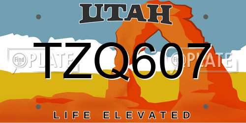 TZQ607 Utah License Plate