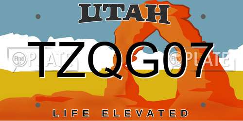 TZQG07 Utah License Plate