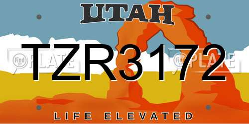 TZR3172 Utah License Plate