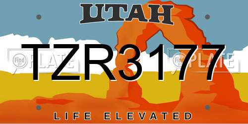 TZR3177 Utah License Plate