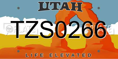 TZS0266 Utah License Plate