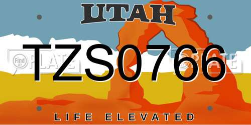 TZS0766 Utah License Plate