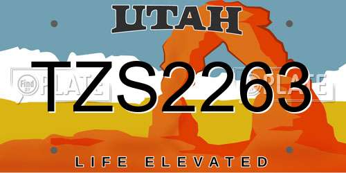 TZS2263 Utah License Plate