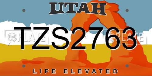 TZS2763 Utah License Plate