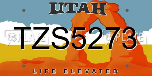TZS5273 Utah License Plate