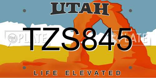 TZS845 Utah License Plate