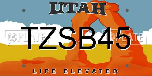 TZSB45 Utah License Plate