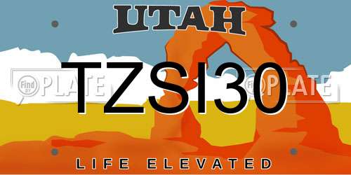 TZSI30 Utah License Plate