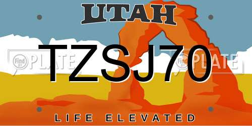 TZSJ70 Utah License Plate