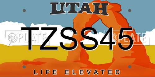TZSS45 Utah License Plate