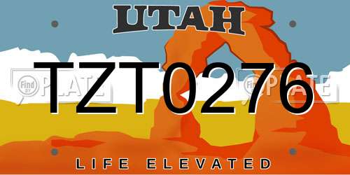 TZT0276 Utah License Plate