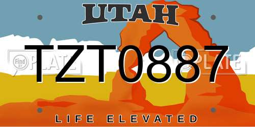 TZT0887 Utah License Plate