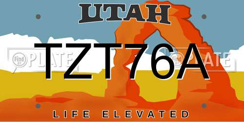 TZT76A Utah License Plate