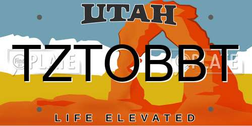 TZTOBBT Utah License Plate