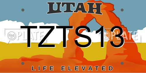 TZTS13 Utah License Plate