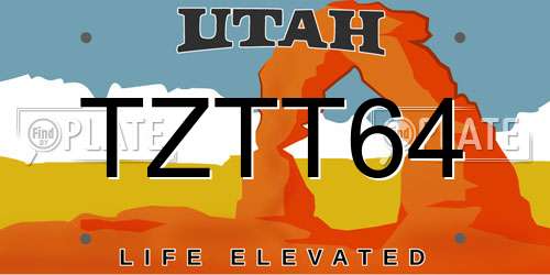 TZTT64 Utah License Plate