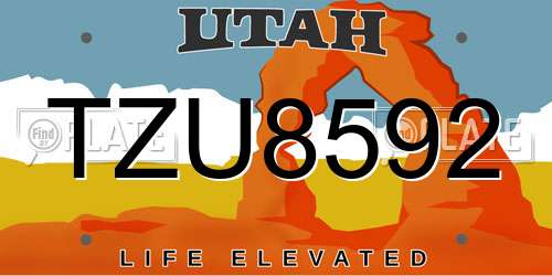 TZU8592 Utah License Plate