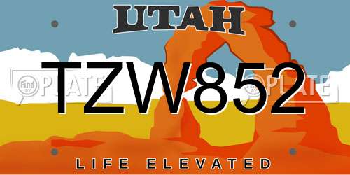 TZW852 Utah License Plate