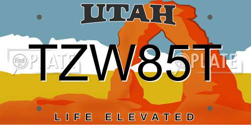 TZW85T Utah License Plate