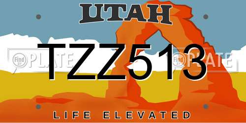 TZZ513 Utah License Plate