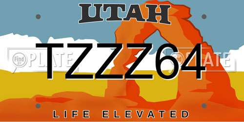TZZZ64 Utah License Plate
