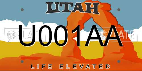 U001AA Utah License Plate