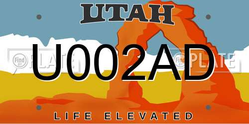 U002AD Utah License Plate