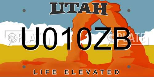 U010ZB Utah License Plate