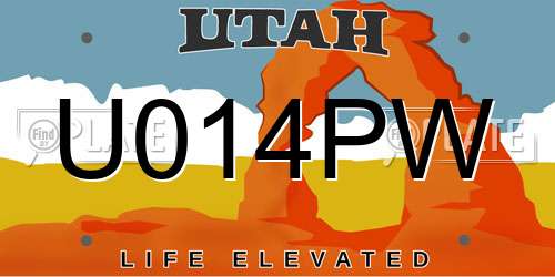 U014PW Utah License Plate
