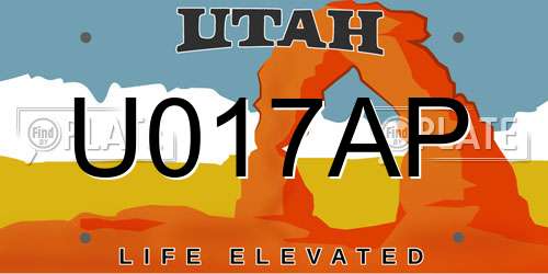 U017AP Utah License Plate