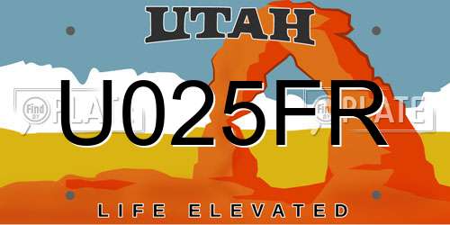 U025FR Utah License Plate