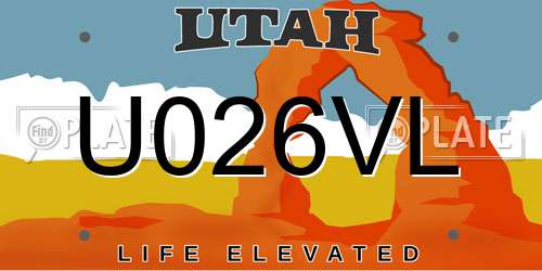 U026VL Utah License Plate
