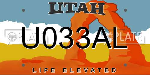 U033AL Utah License Plate