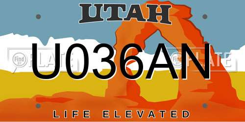 U036AN Utah License Plate