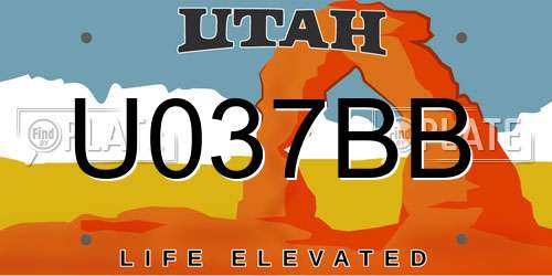 U037BB Utah License Plate