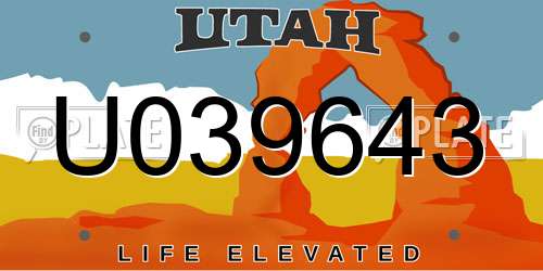 U039643 Utah License Plate