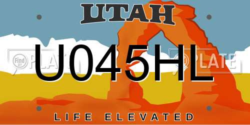 U045HL Utah License Plate
