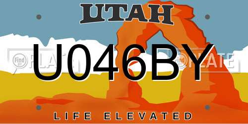 U046BY Utah License Plate