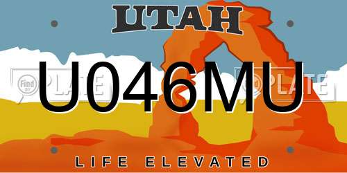 U046MU Utah License Plate