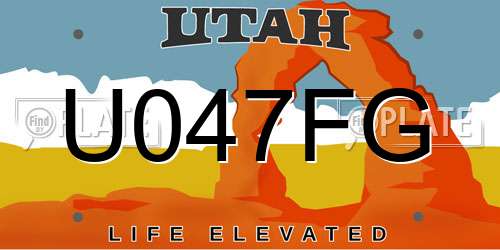 U047FG Utah License Plate
