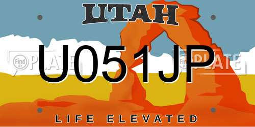 U051JP Utah License Plate