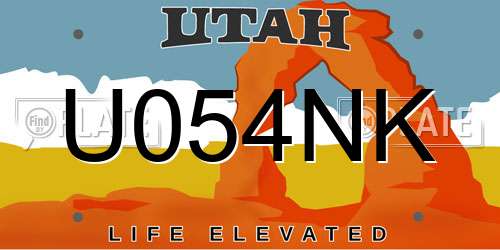 U054NK Utah License Plate