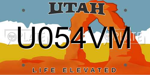 U054VM Utah License Plate