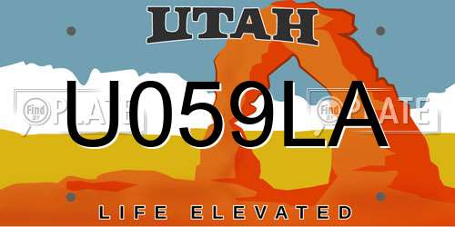 U059LA Utah License Plate