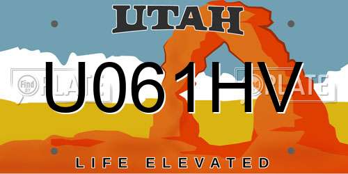 U061HV Utah License Plate