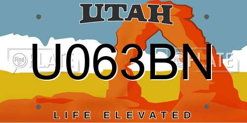 U063BN Utah License Plate
