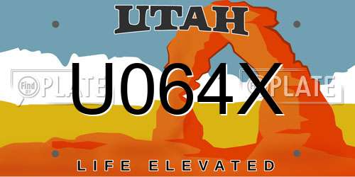 U064X Utah License Plate