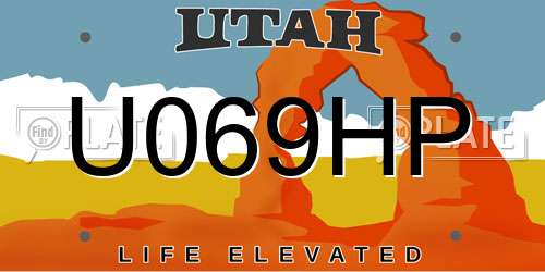 U069HP Utah License Plate