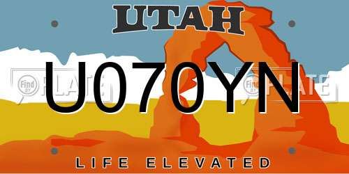 U070YN Utah License Plate
