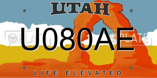 U080AE Utah License Plate